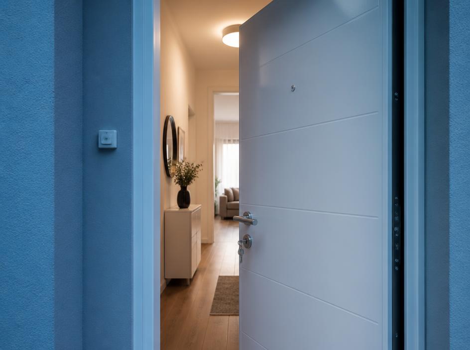 Porte d'appartement ouverte après une intervention de serrurerie